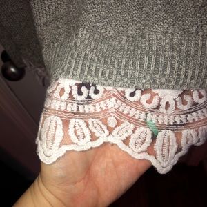 torrid Sweaters - Grey sweater with lace detail torrid Sweaters - Grey sweater with lace detail